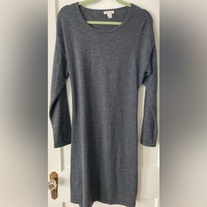 Garnet Hill Charcoal Long Sleeve Sweater Dress